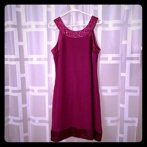 Dress Barn satiny cocktail dress, beaded neck 10